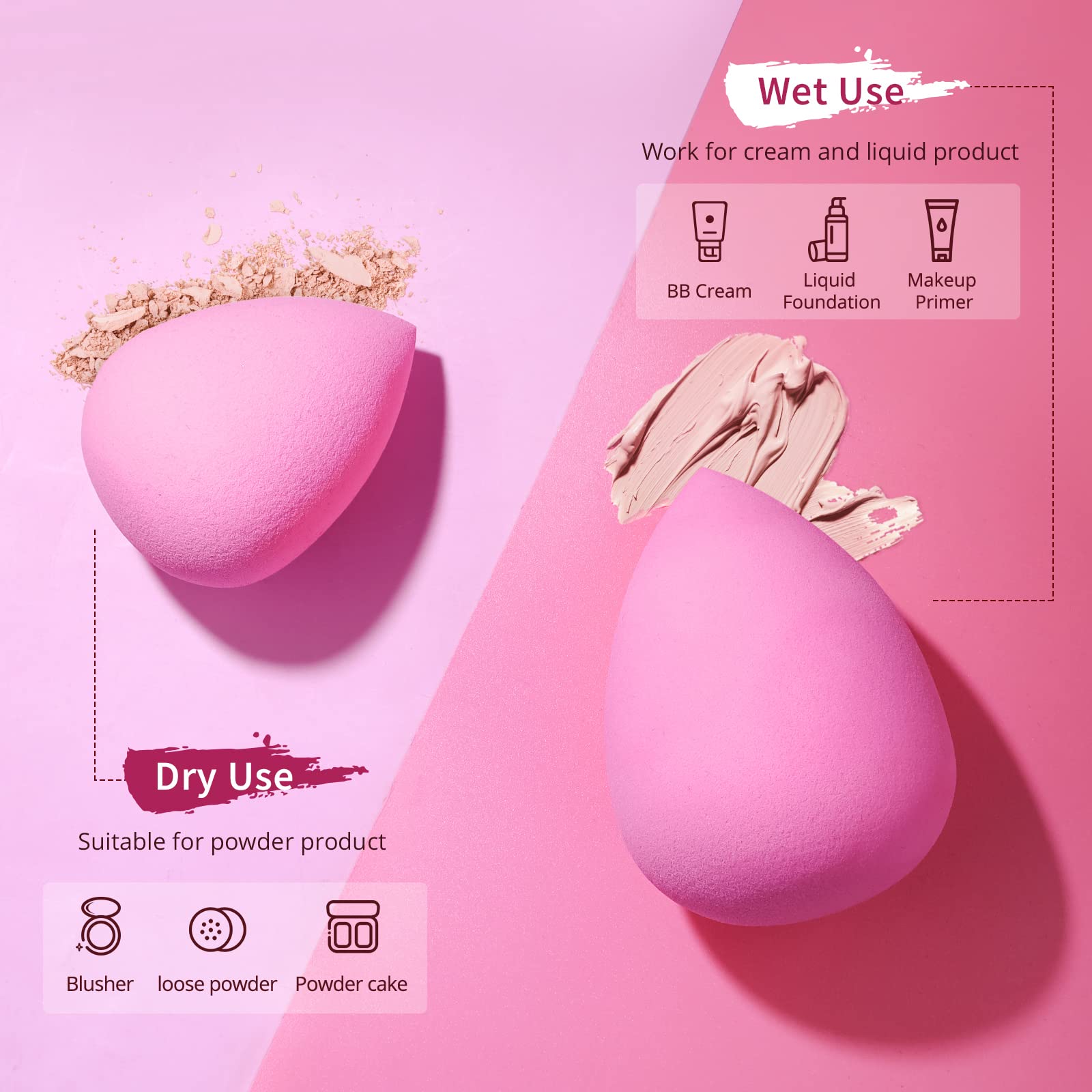 BEAKEY esponja rosa, uso seco para fijar polvo con control.