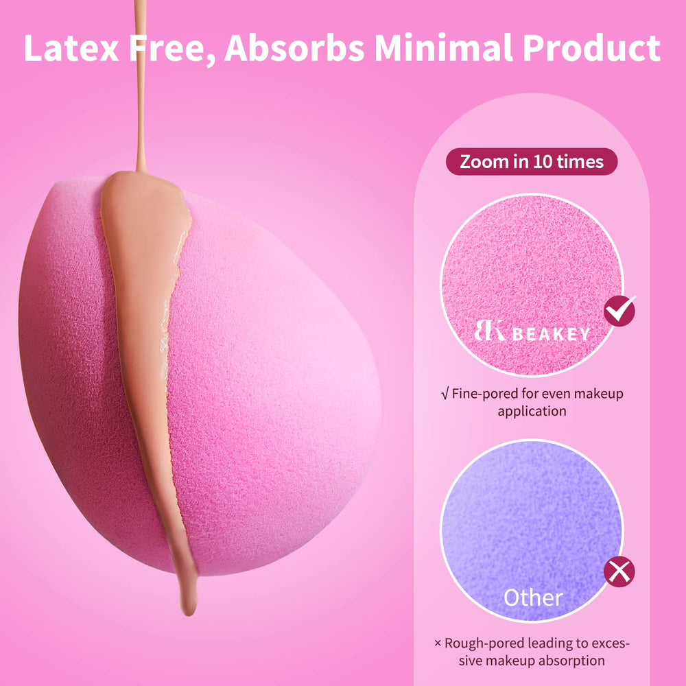 BEAKEY esponja rosa, ideal para retoques rápidos en rutina diaria.