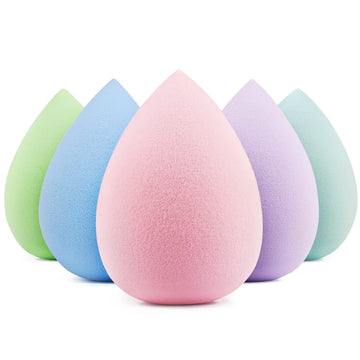BEAKEY esponjas maquillaje sin látex en colores vibrantes para aplicación suave.