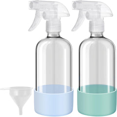 Bealee botellas de vidrio 16 oz con manga silicona, seguro para manipular líquidos