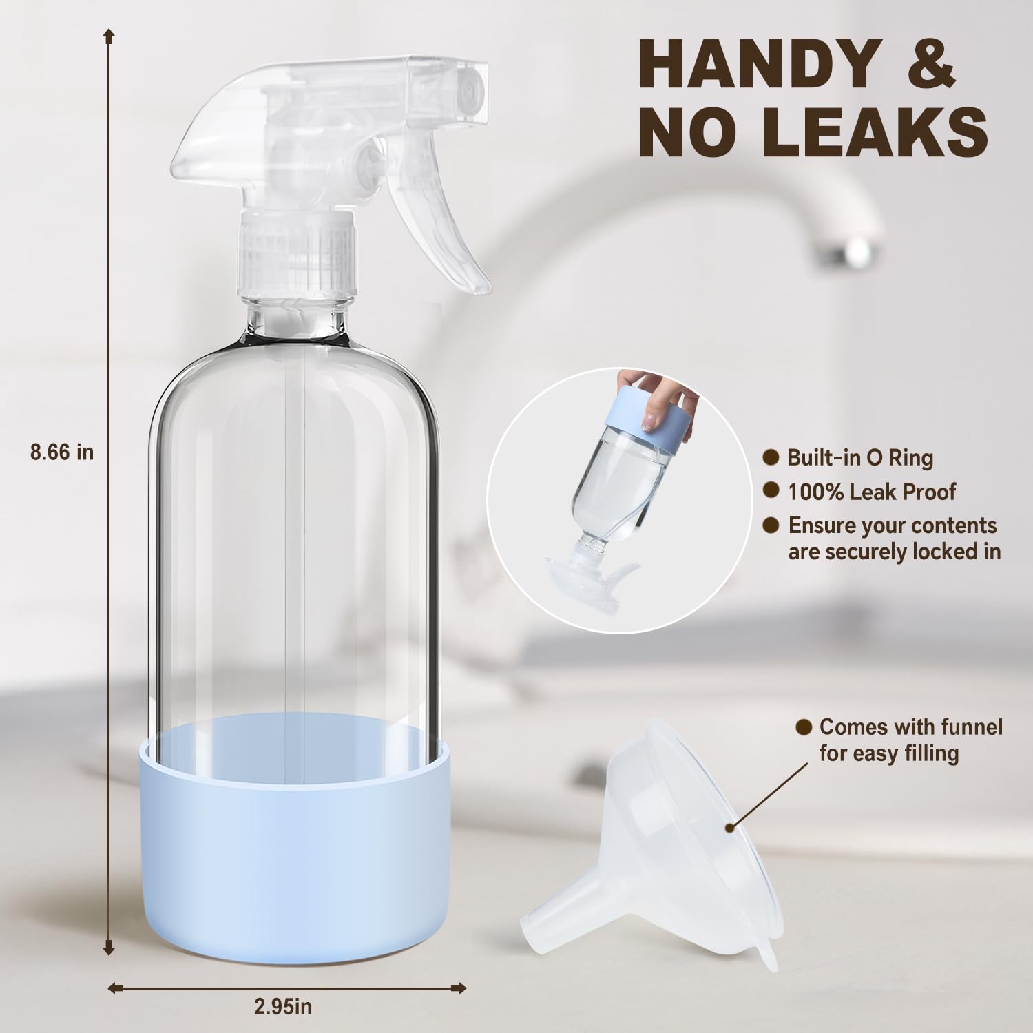 Bealee paquete de 2 botellas de vidrio reutilizables