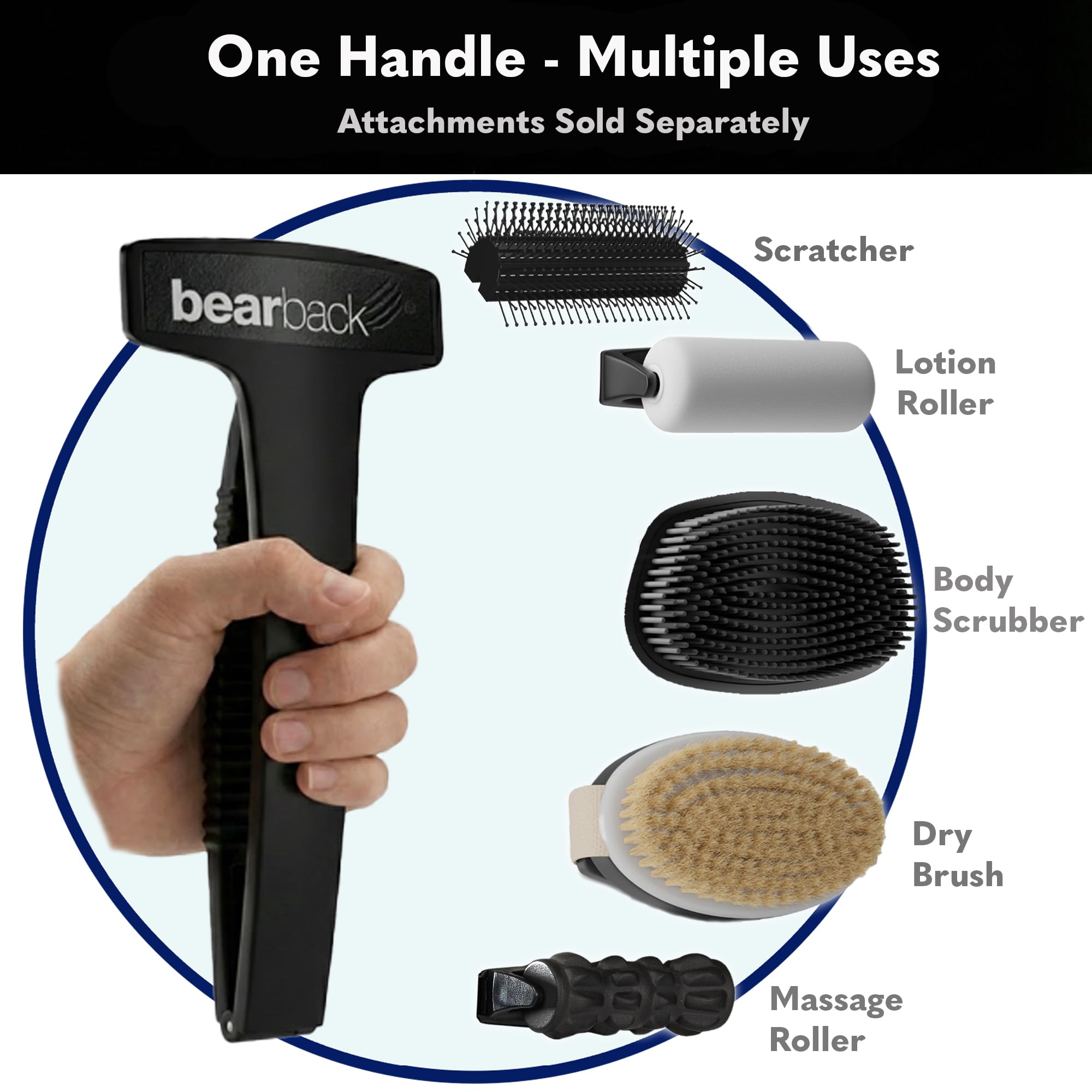 Bearback mango ergonómico y plegable para almacenamiento y uso seguro