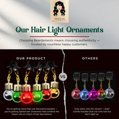 Beardaments luces navideñas en el cabello, rojo y verde, para look festivo