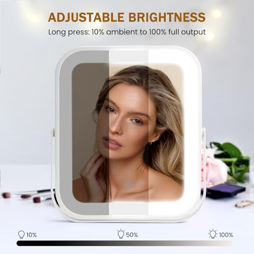 Bearolve espejo portátil USB para uso diario y viajes con iluminación constante.