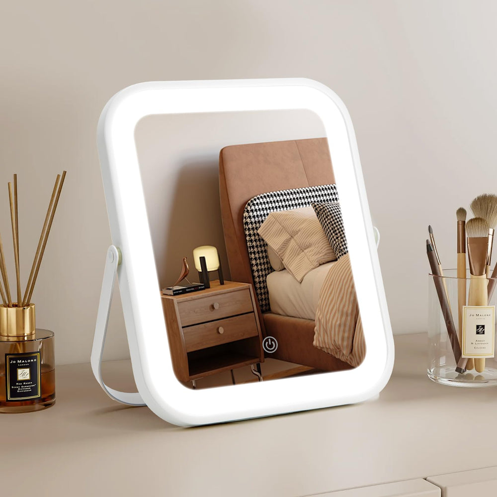 Bearolve espejo maquillaje luces 8x10 frontal para retoques rápidos con iluminación nítida.
