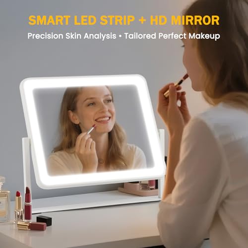 Bearolve Espejo con tres colores de luz para diferentes tareas de maquillaje.