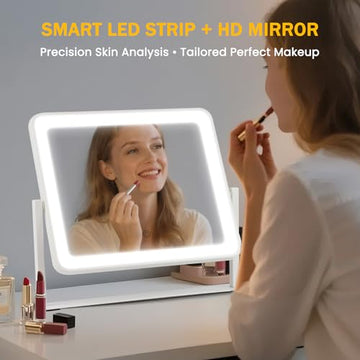 Bearolve Espejo con tres colores de luz para diferentes tareas de maquillaje.