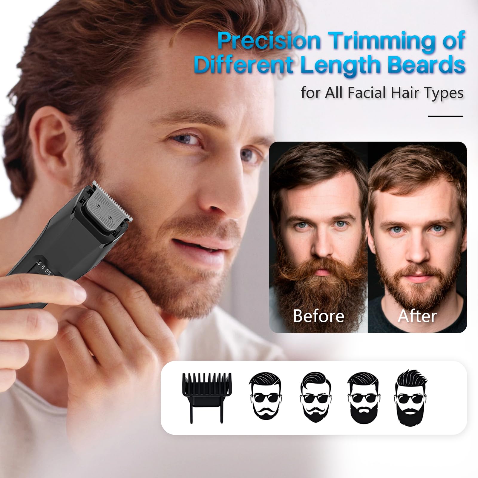 Beatslm tondeuse barbe IPX7 étanche pour utilisation humide ou sèche