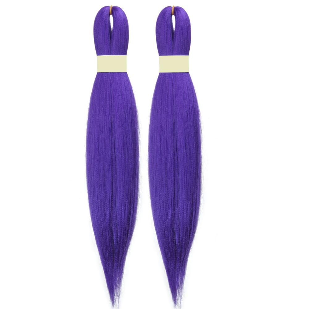 Beauday cabello morado para trenzas preestirado, ahorro de tiempo y aspecto natural.