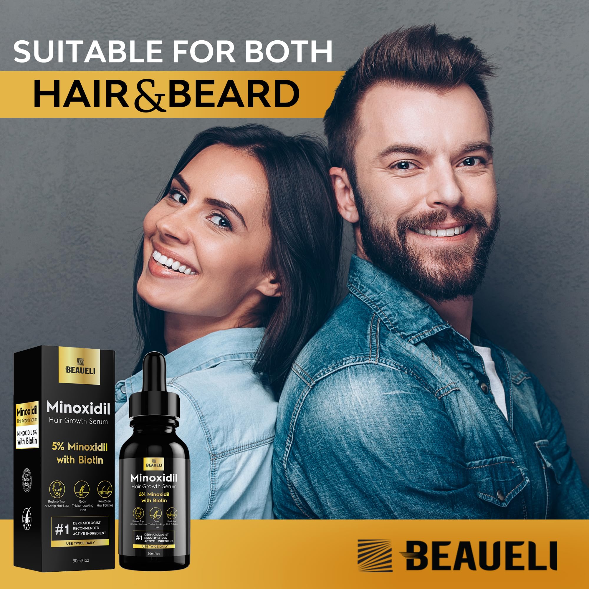 Biotina y Minoxidil 5% en Beaueli para fortalecer cabellos.