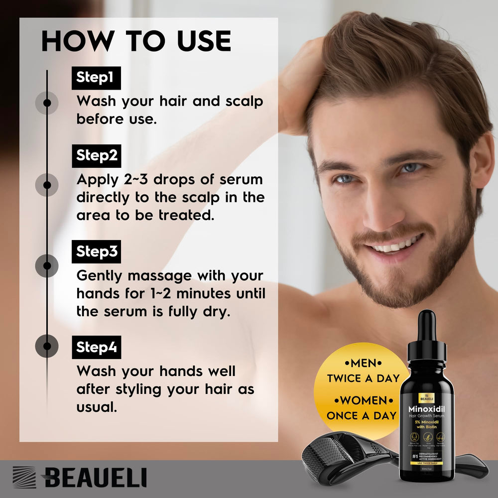 Beaueli Minoxidil para barba: aplicación diaria