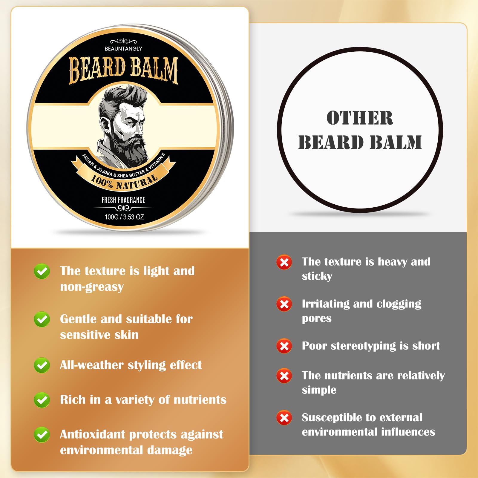 Beauntangly balsamo barba suavidad y brillo natural.