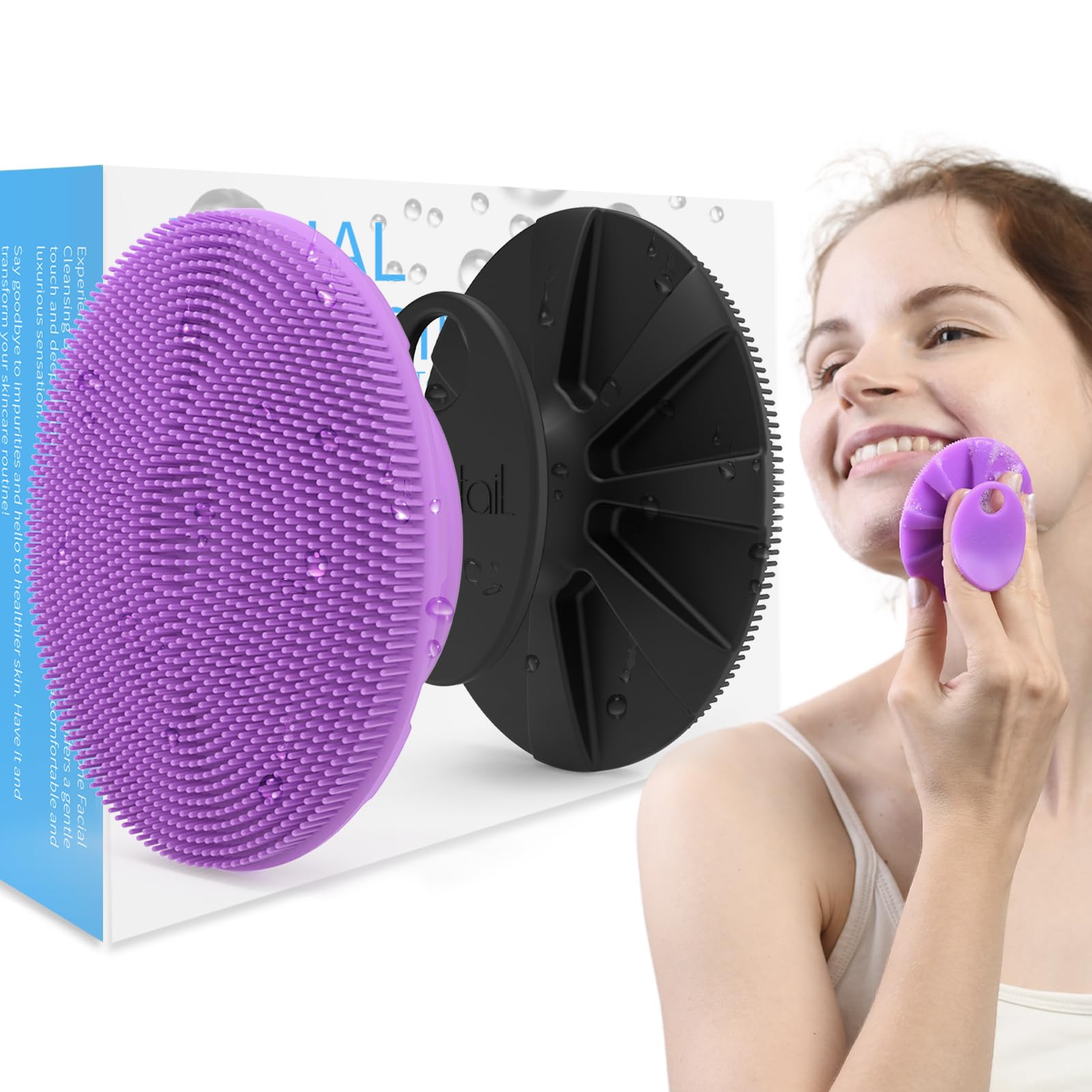 BEAUTAIL cepillo facial de silicona, doble-pack, limpieza suave para todo tipo de piel.
