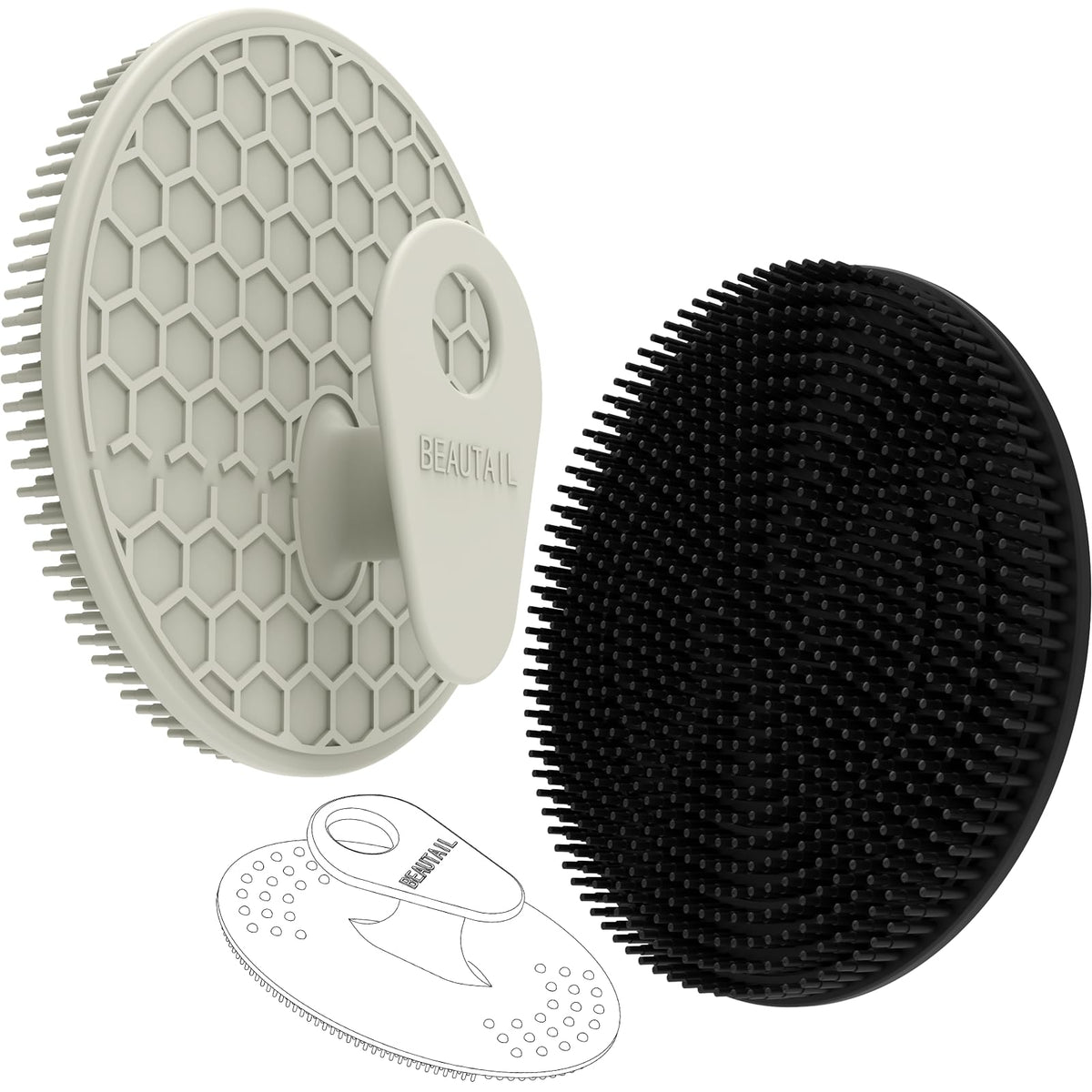 BEAUTAIL set silicona para cuerpo y cara, 3 piezas, higiene superior y exfoliación suave
