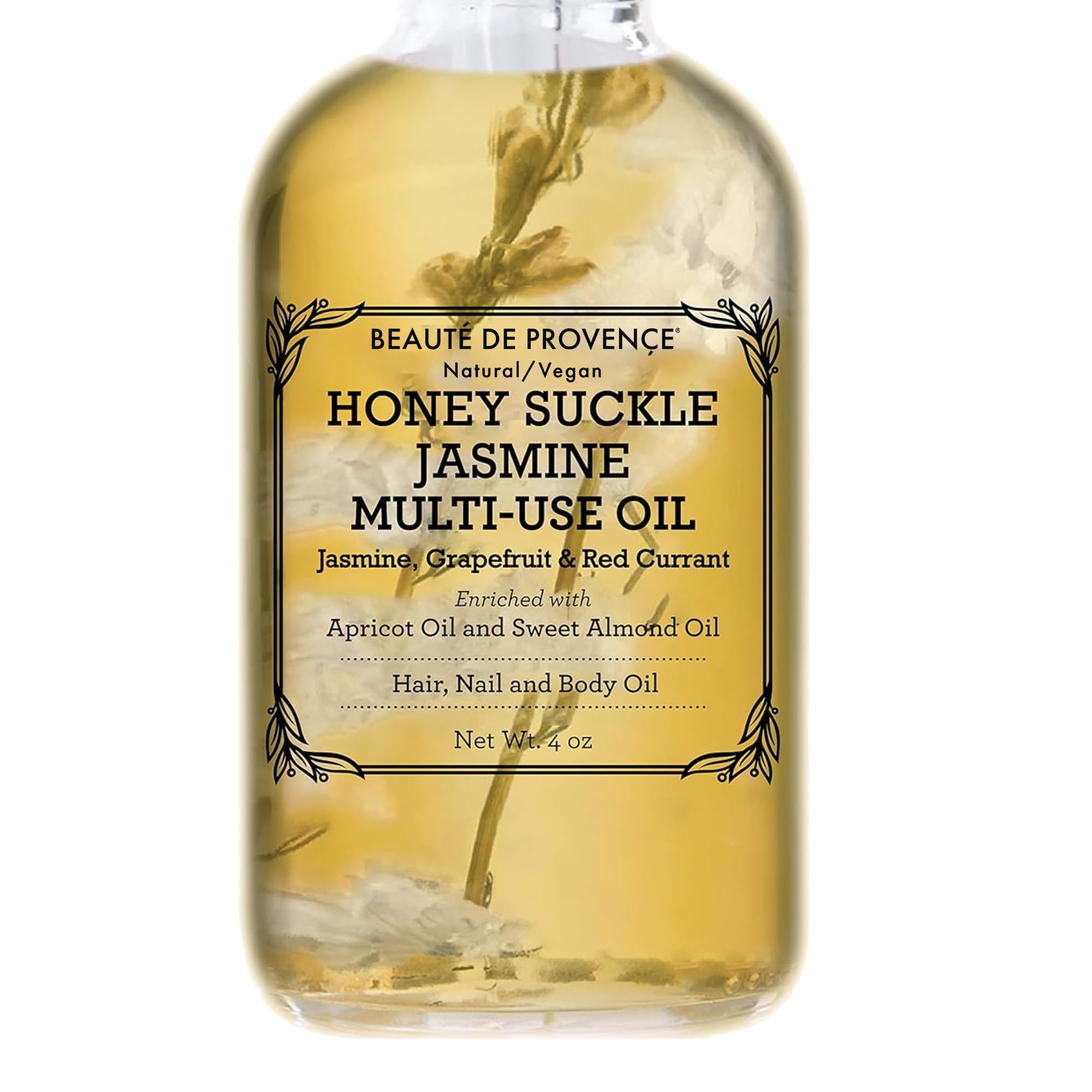 BEAUTE DE PROVENCE aceite multiuso madreselva en botella para piel suave.