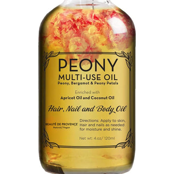 BEAUTE DE PROVENCE: botella de aceite multiuso de peonía para hidratación ligera de piel.