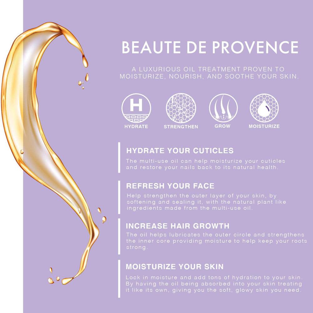 BEAUTE DE PROVENCE lavender oil application on hands helps dry skin relief.