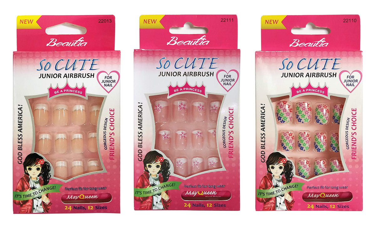 Beautia uñas falsas para niñas con diseños bonitos, ideales para fiestas.