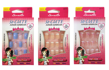 Beautia uñas falsas lindas 3pack con diseños para niñas