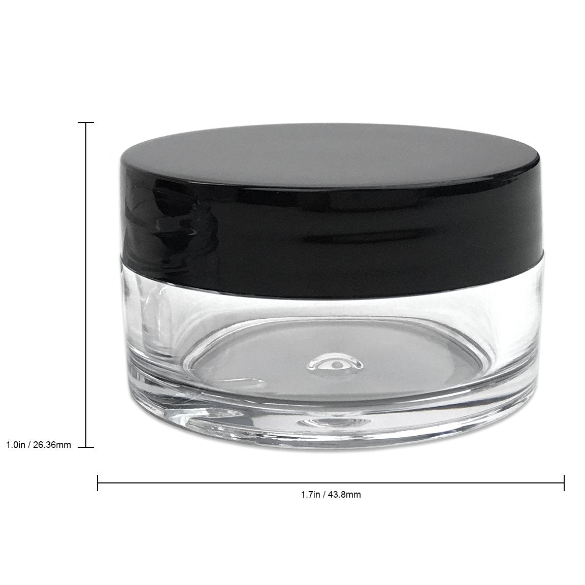 Set de frascos para crema Beauticom con tapa negra plana, ideal para muestras de cosméticos