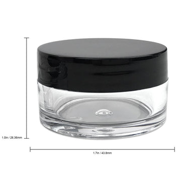 Set de frascos para crema Beauticom con tapa negra plana, ideal para muestras de cosméticos