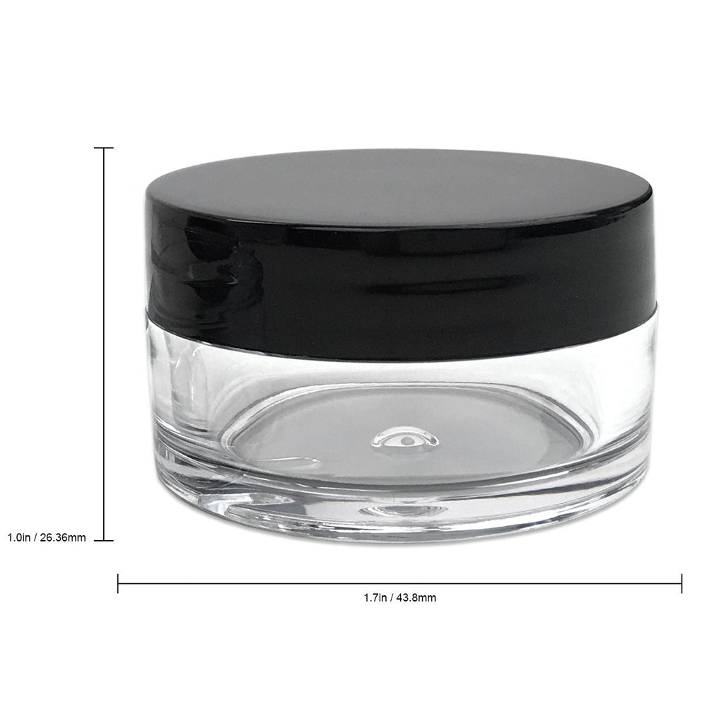 Set de frascos para crema Beauticom con tapa negra plana, ideal para muestras de cosméticos