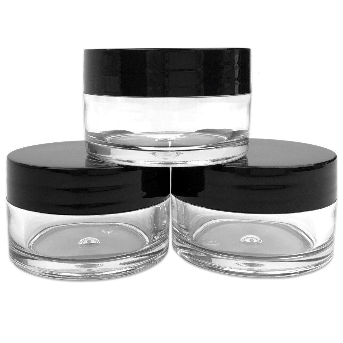 Contenedores cosméticos Beauticom con tapa negra plana para almacenamiento ordenado