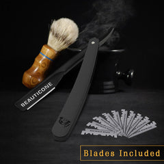 Beauticone navaja recta barbero mango ergonómico mejora control y comodidad.