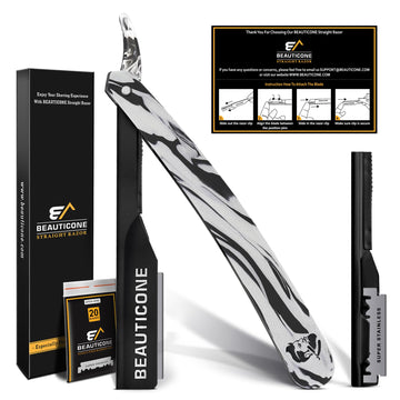 Navaja recta Beauticone para barbero con estuche regalo, almacenamiento seguro.