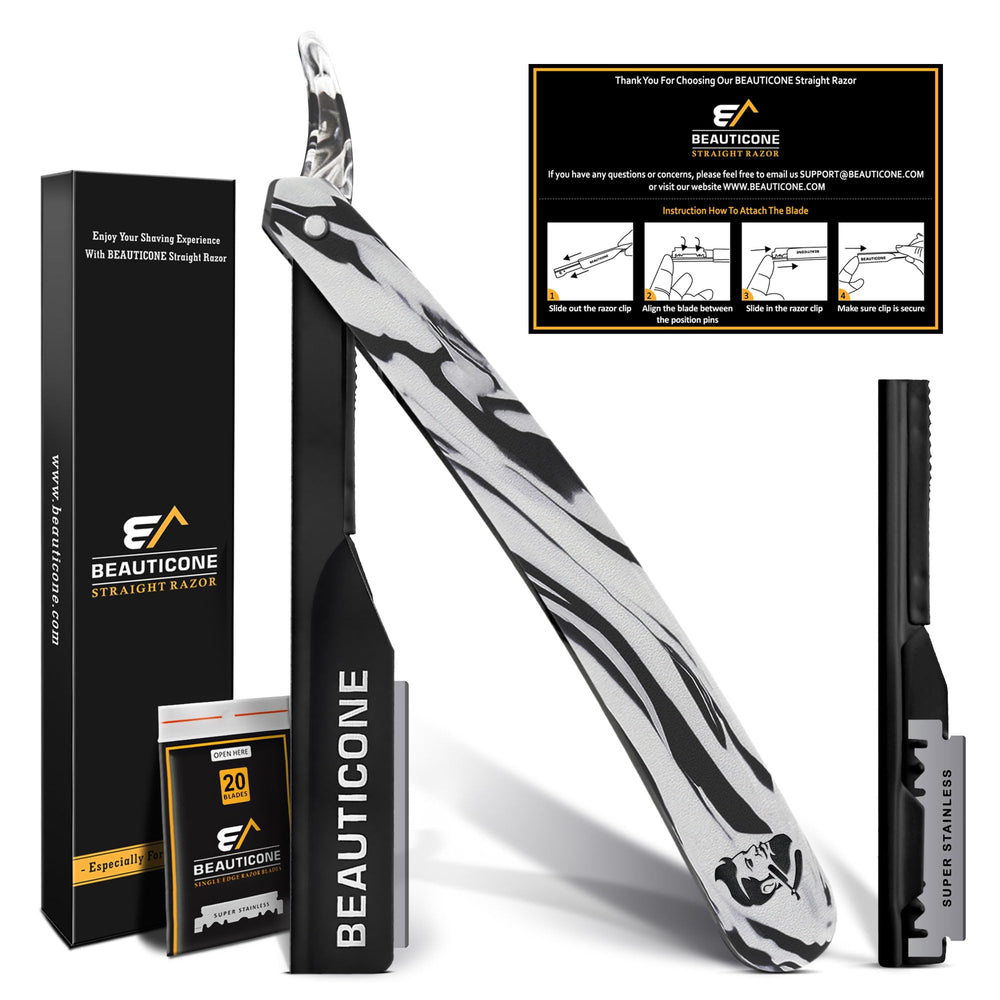 Navaja recta Beauticone para barbero con estuche regalo, almacenamiento seguro.