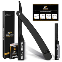 Beauticone navaja recta barbero con mango ergonómico para control preciso.