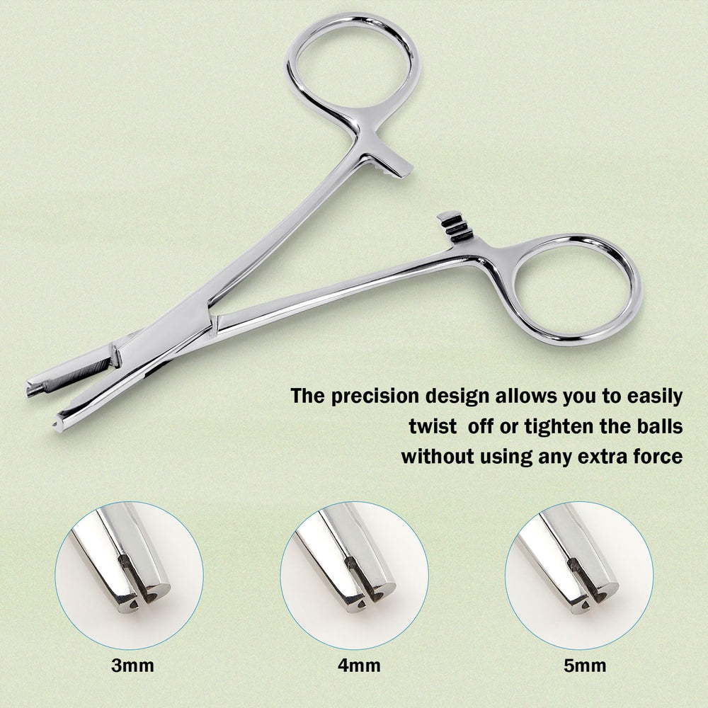 Beautidots herramienta agarradora de bola piercing 5mm, acero médico 316L resistente.
