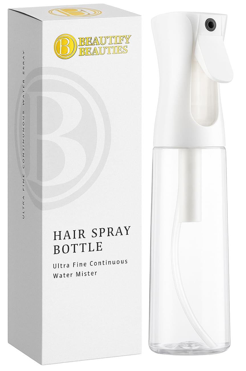 Botella BeautifyBeauties con pulverizador para cabello, niebla continua para peinados precisos.