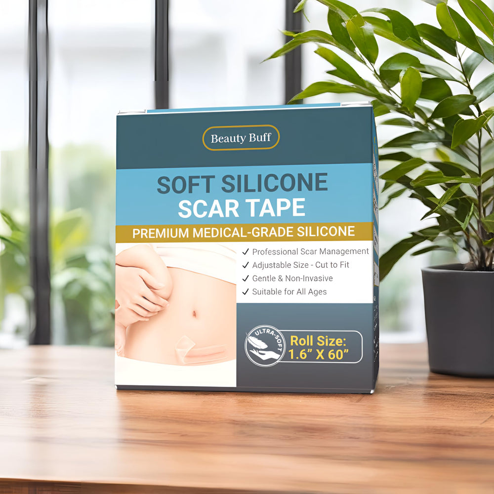 Beauty Buff aplicación diaria de silicona para cicatriz, acompaña la rutina de cuidado.