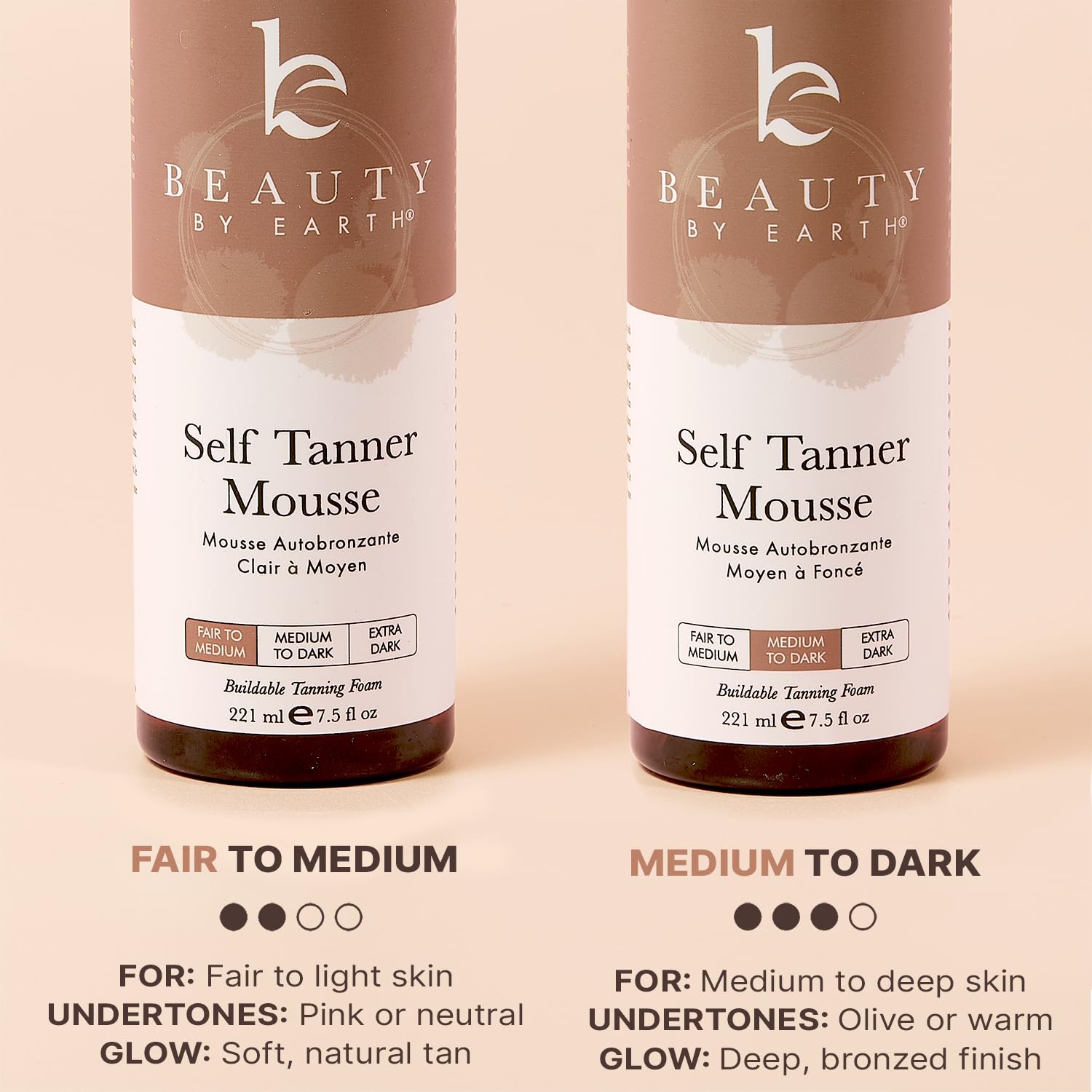 Beauty by Earth autobronceador mousse: acabado uniforme sin rayas.