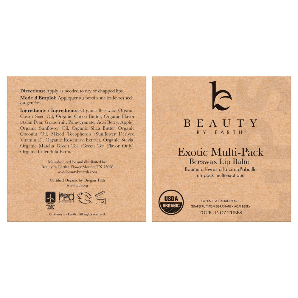Beauty by Earth bálsamo labial packaging elegante para regalo