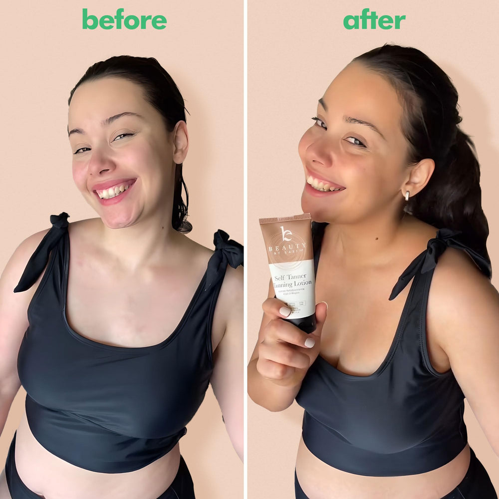 Beauty by Earth bronceado natural, aplicación suave para tono uniforme.