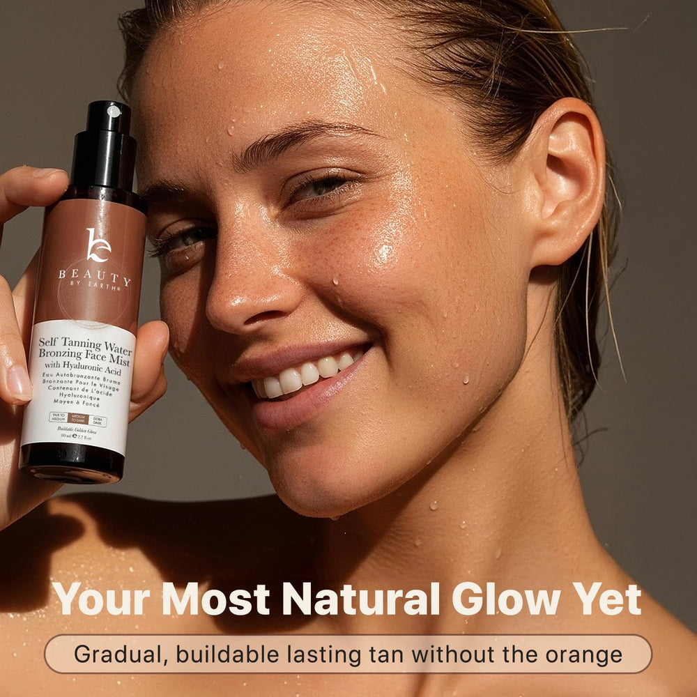 Beauty by Earth bronceador facial sin residuo, desarrollo en horas