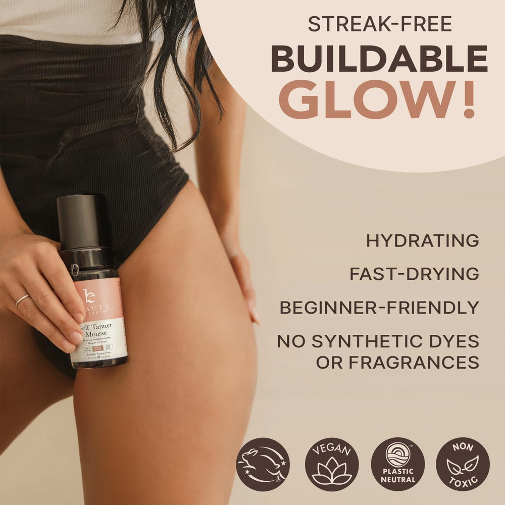 Beauty by Earth Mousse Bronceador acabado sin manchas en piel y ropa