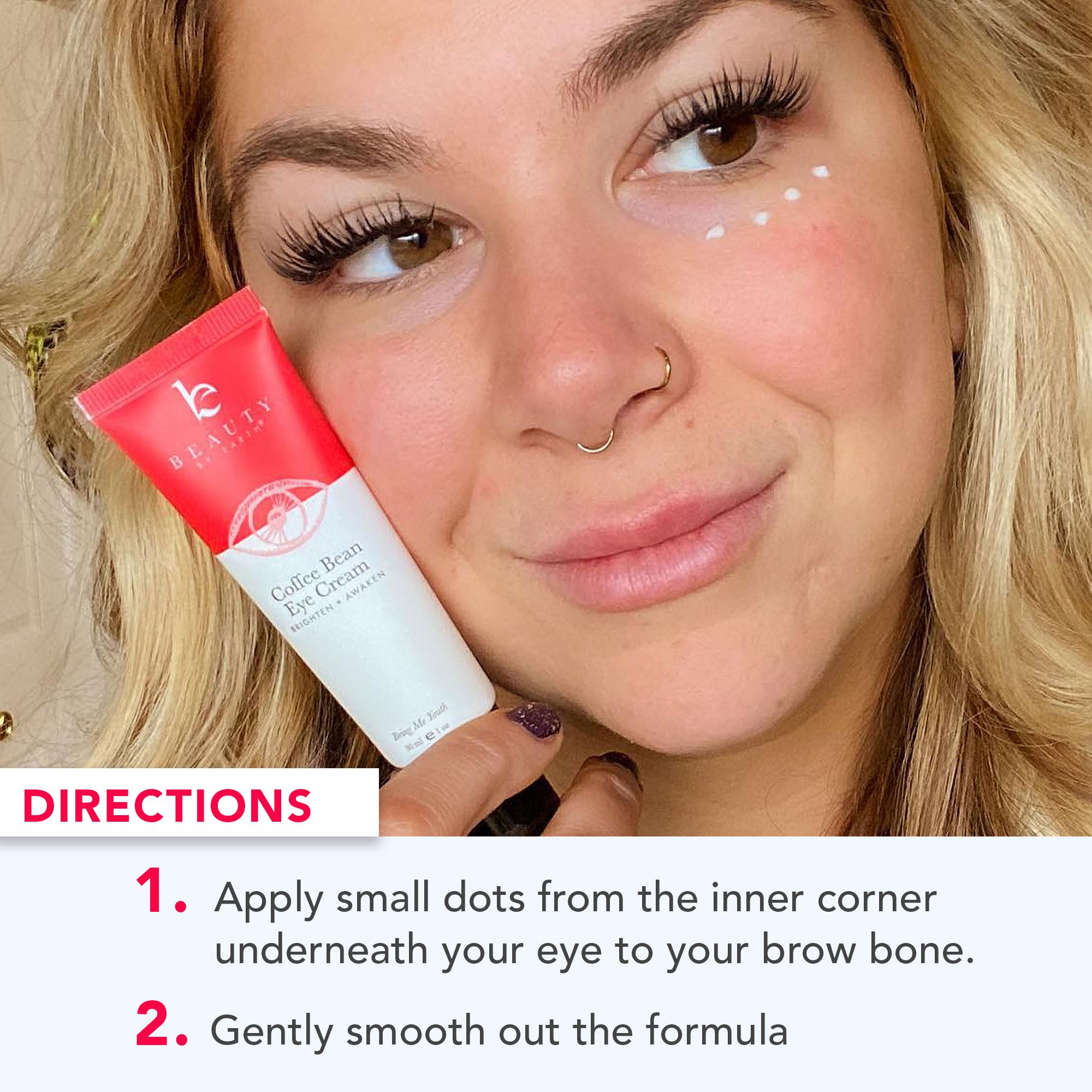 Beauty by Earth Caffeine Eye Cream - Ingredientes clave como cafeína para revitalizar la mirada.