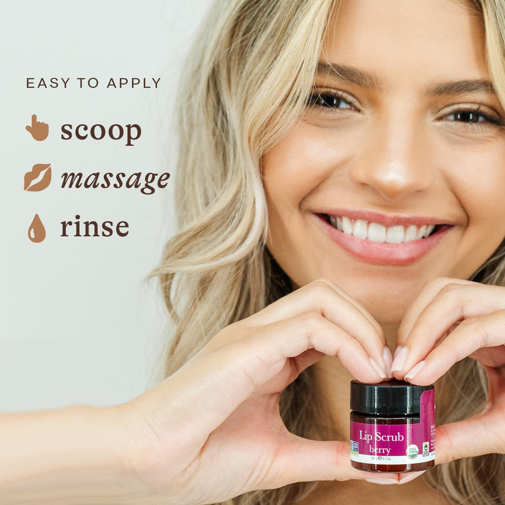 Beauty by Earth presenta una composición natural para exfoliante labial frambuesa.