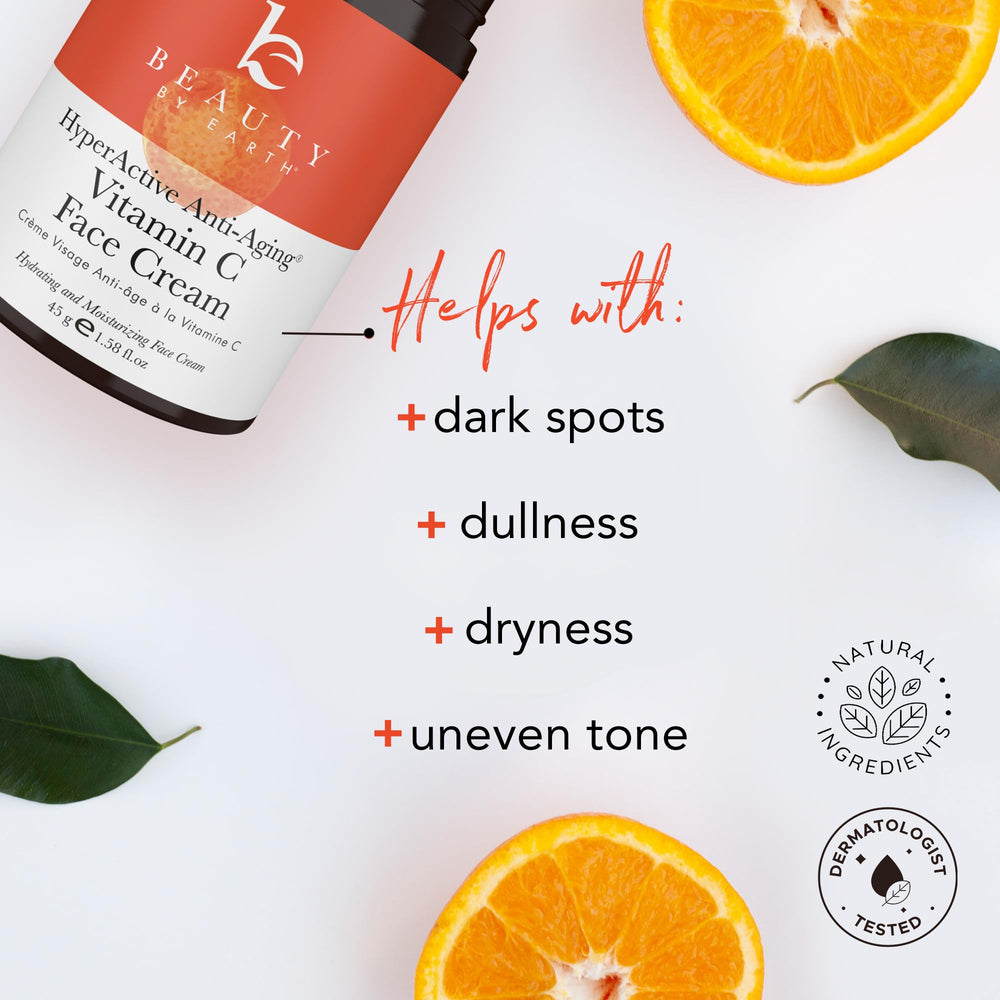 Beauty by Earth crema vitamina C, aplicación diaria para piel radiante