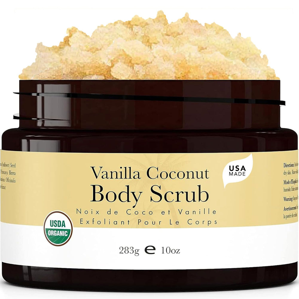 Beauty by Earth exfoliante corporal vainilla coco, textura sedosa para piel suave.