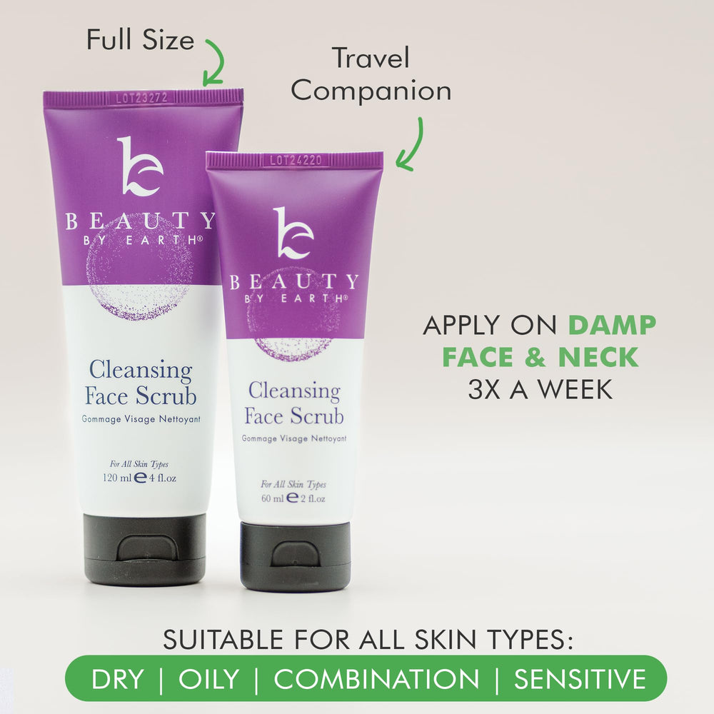 Beauty by Earth exfoliante facial para piel sensible con fórmula suave.