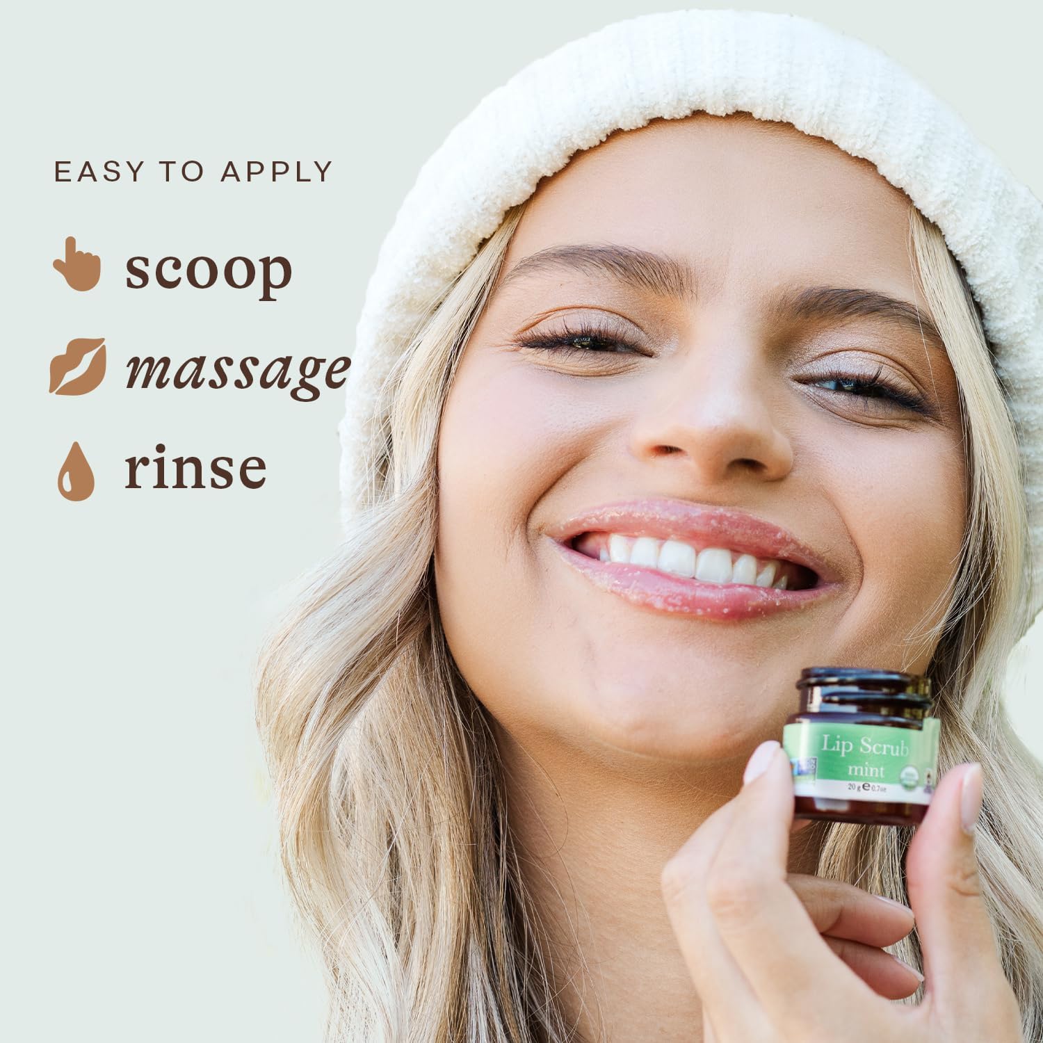 Beauty by Earth exfoliante labial menta cuidado diario para labios sensibles.