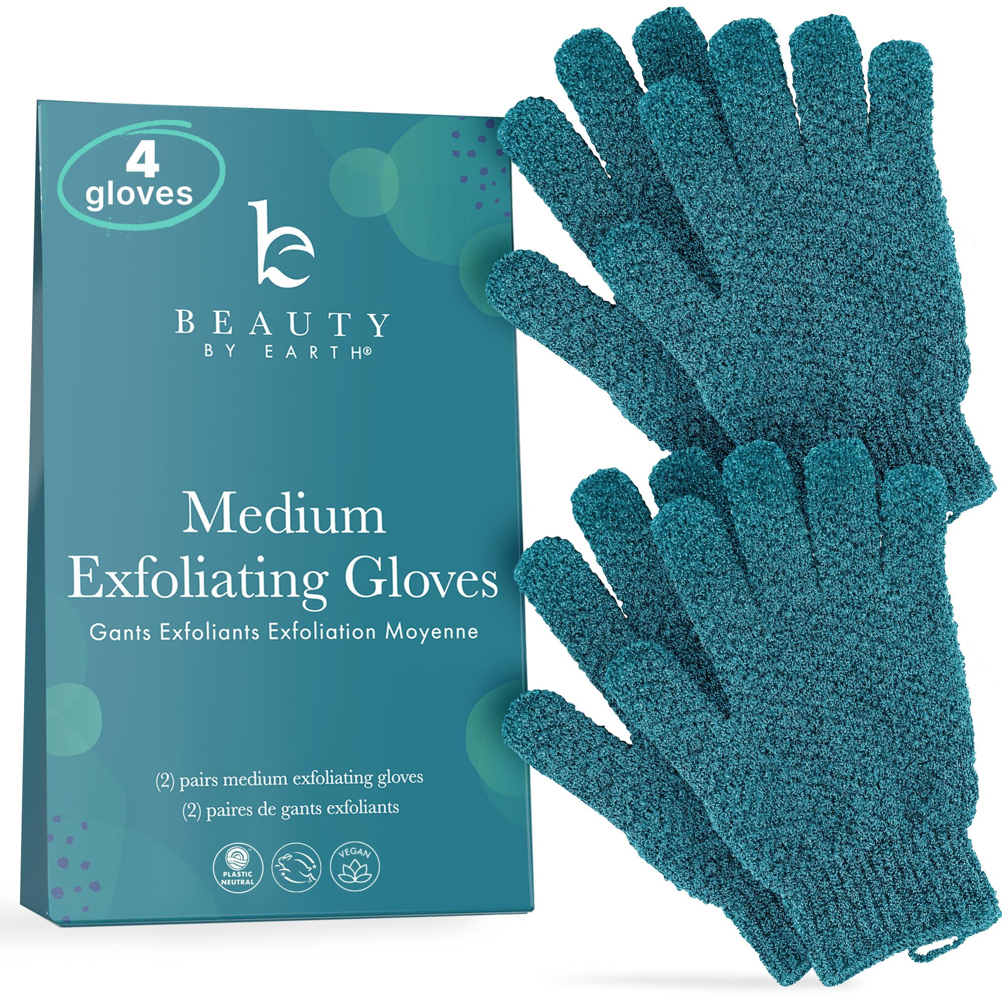 Beauty by Earth guante exfoliante: dos pares para exfoliar suavemente la piel en casa.