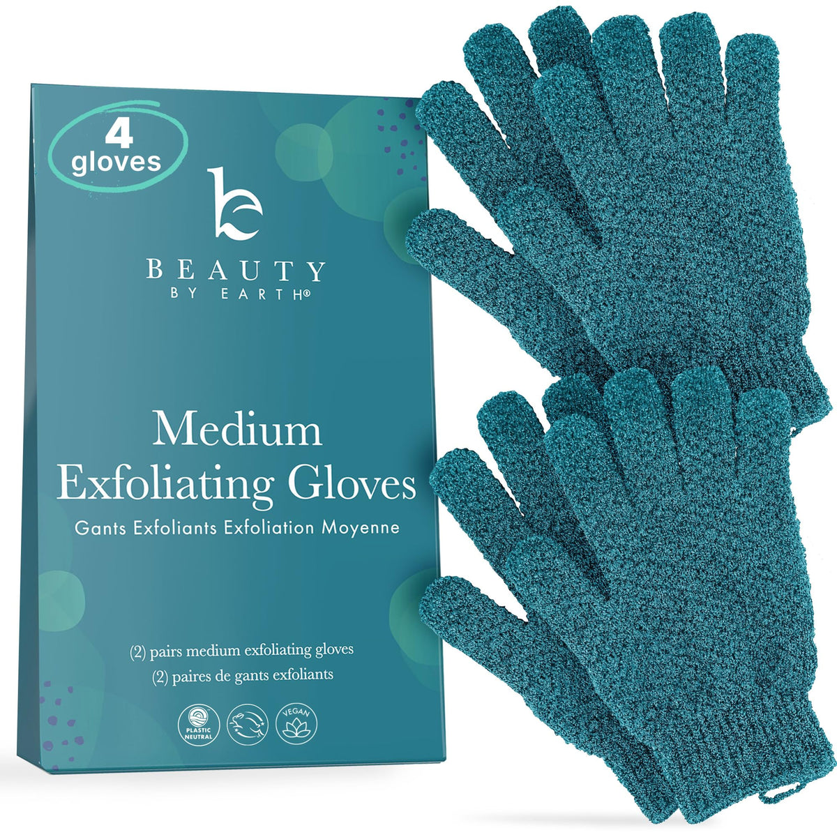 Beauty by Earth guante exfoliante: dos pares para exfoliar suavemente la piel en casa.
