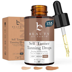 Beauty by Earth Gotas bronceador rostro en envase fácil de usar.