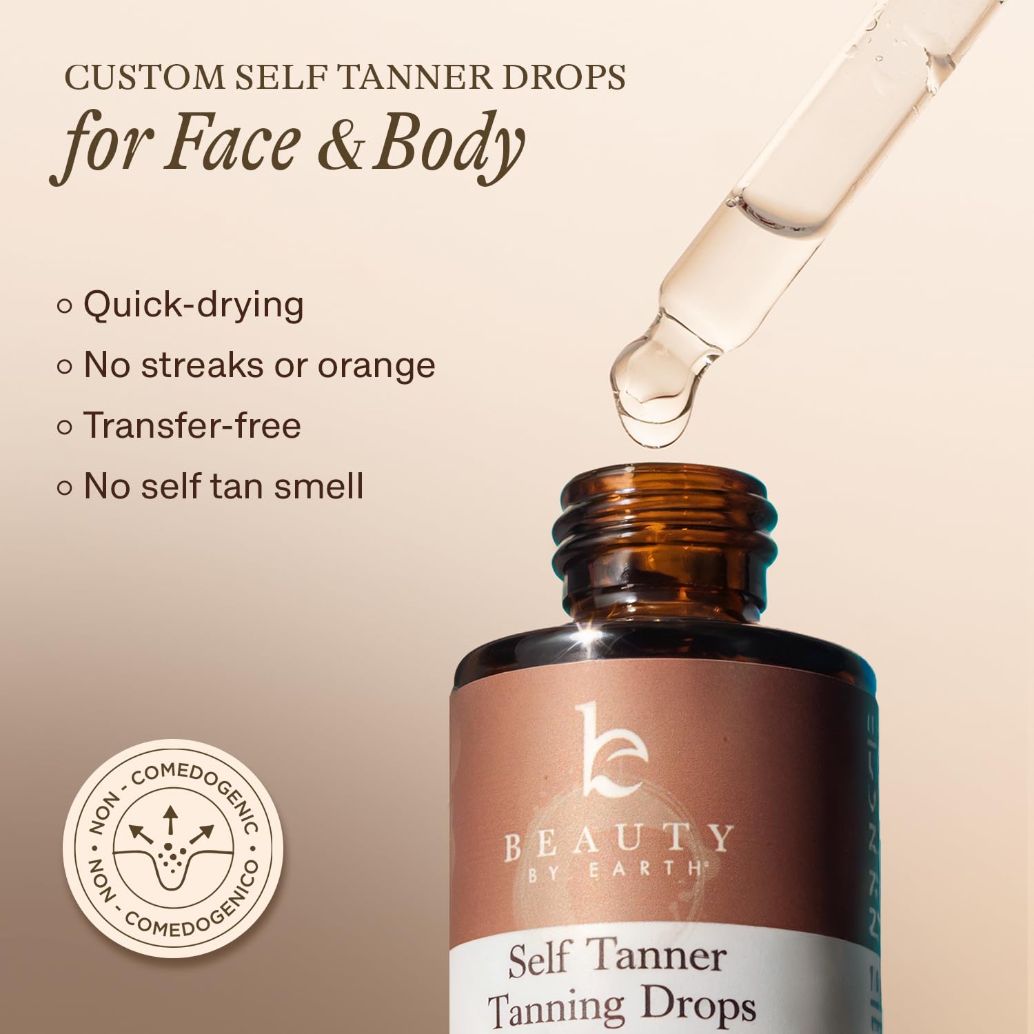 Beauty by Earth: gotas bronceadoras, mezclando con hidratante para tono personalizado.