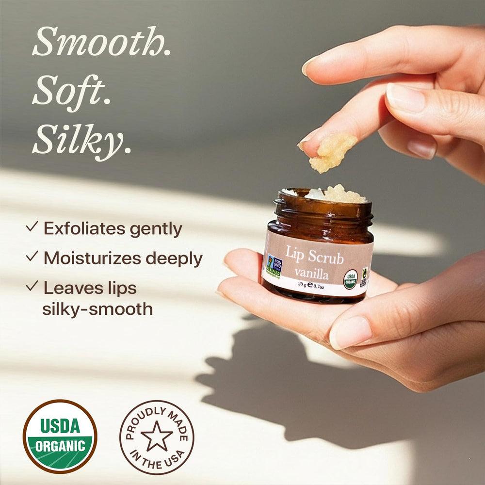 Beauty by Earth ingredientes orgánicos de vainilla para labios cuidados.